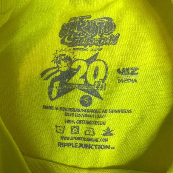 Naruto‎ Shippuden Mens Neon Yellow Anime Crew Shirt Small - Picture 4 of 6
